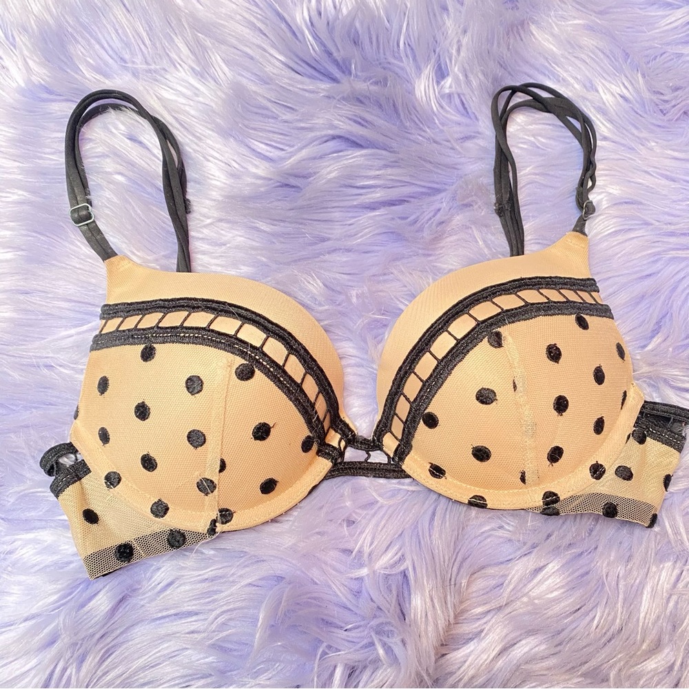 Victoria’s Secret Nude Bombshell Bra Push Up Polka Dot
